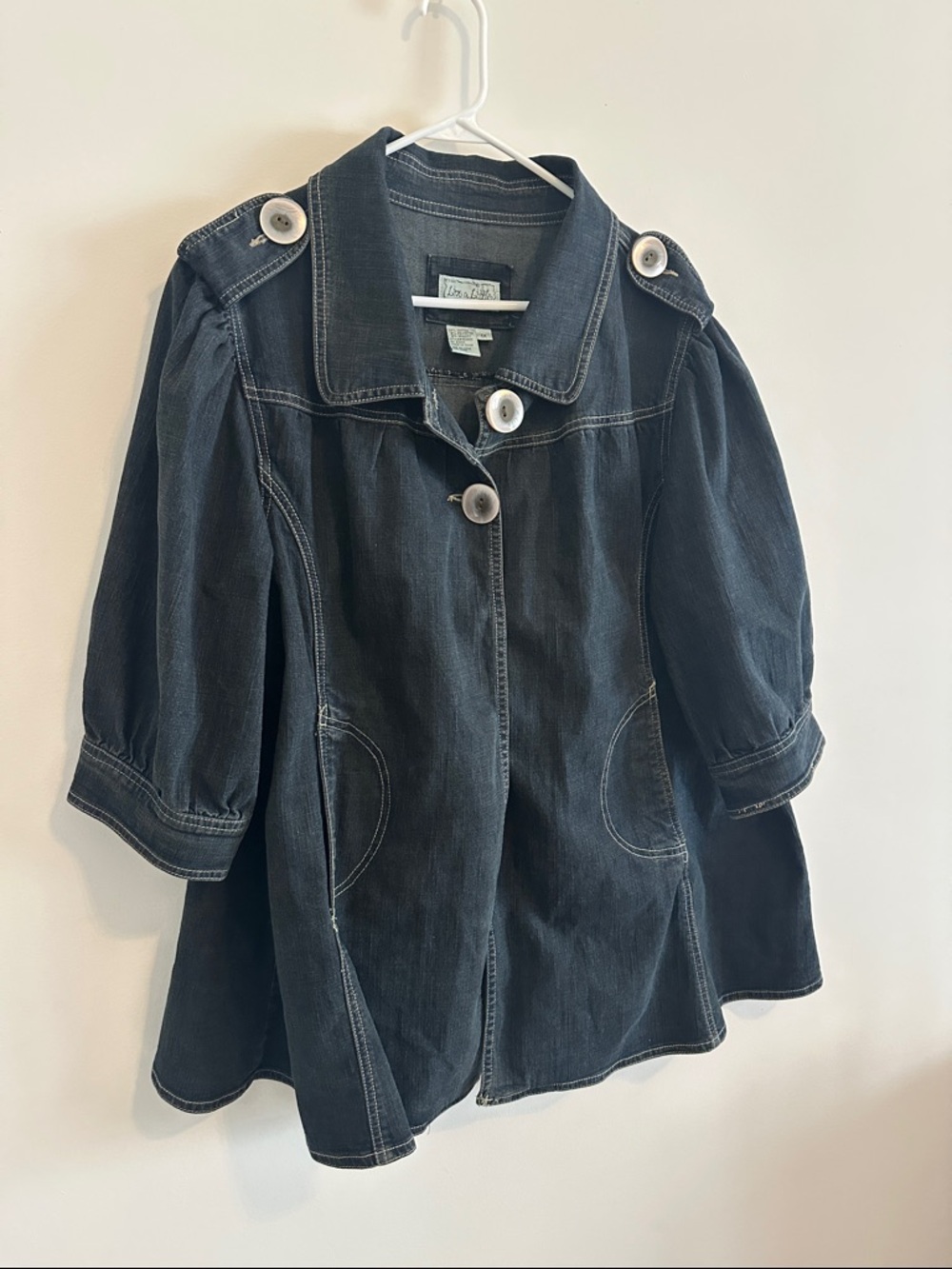 Live a Little Dark Blue Denim Jacket with Statement Buttons